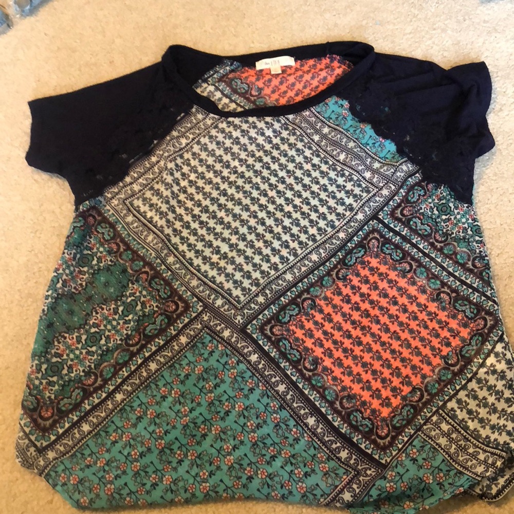 lace printed blouse